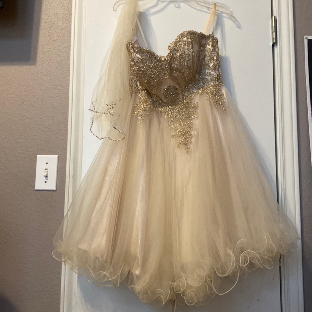 Champagne Strapless Formal Dress